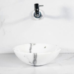 Cuba de Apoio Redonda 28 cm - Mármore Branco Carrarinha