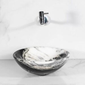 Cuba de Apoio Redonda 34 cm Mármore Branco Moura Exótico