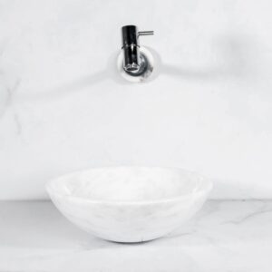 Cuba de Apoio Redonda 28 cm - Mármore Bianco Clássico