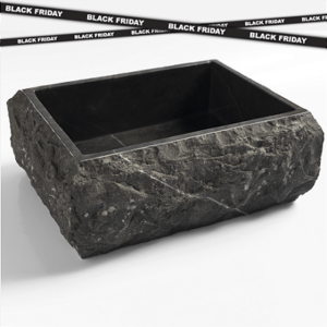 Cuba de Mármore Vulcânico Black Retangular M