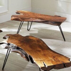Mesa de Centro Rústica com Pé de Ferro - Wood Design