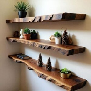 Prateleiras de Madeira com borda Rústica - Wood Design
