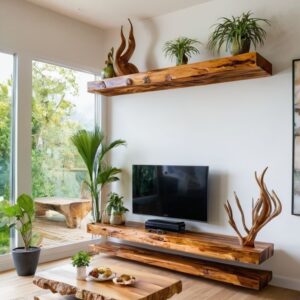 Prateleiras Rústica com Mesa de Centro - Wood Design