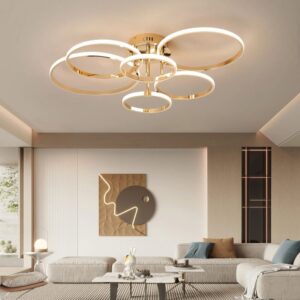 Lustre Luminária de Teto Circular Minimalista Com Controle Remoto e App de Celular Livorno LEDZ – Dourado / Prata / Preto – 61cm / 80cm
