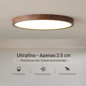 Luminária de Teto Plafon Ultra Slim LED – Circular – Textura Madeira Wall Nut – 30cm/40cm/50cm