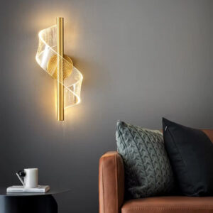 Luminária Arandela de Parede Espiral Acrílico LEDZ – Dourado/Preto
