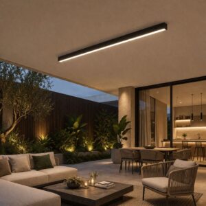 Luminária de Teto Plafon Linea Slim Ledz - 50cm/80cm - Preto/Branco