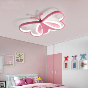 Luminária de Teto Plafon Para Quarto Infantil Borboleta Led - 50cm - Azul/Rosa